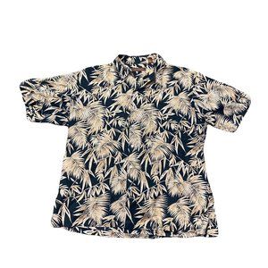 Tori Richard 100% Cotton Black Gold Hawaiian Button Up Shirt